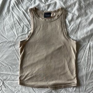 Olivia Rae New York Tan Cropped Ribbed Tank Top
